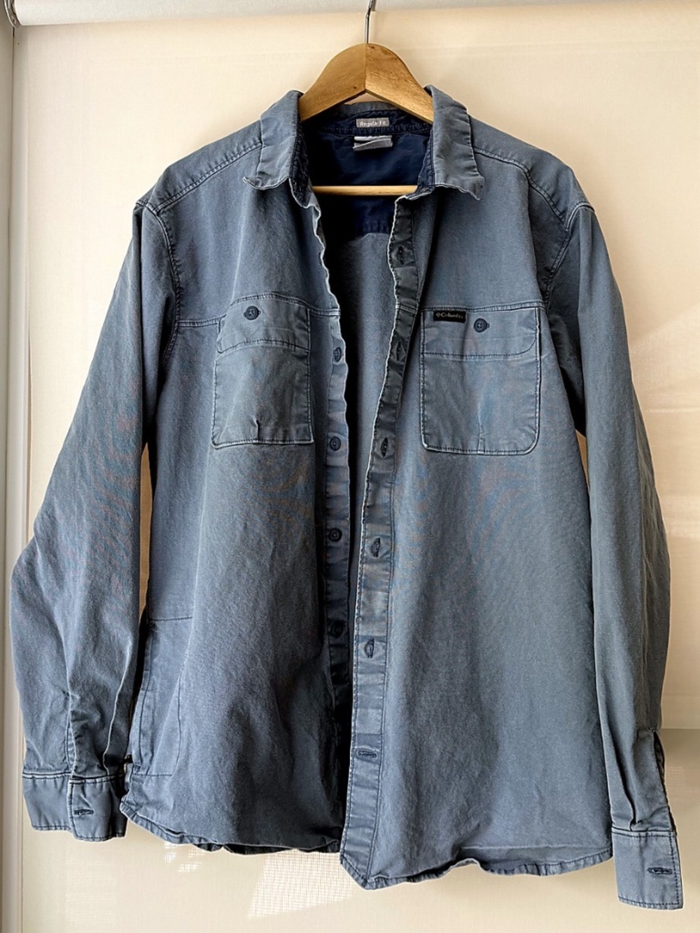 Columbia Men’s Heavyweight Button Up Shirt Jacket Blue Gray Size Large